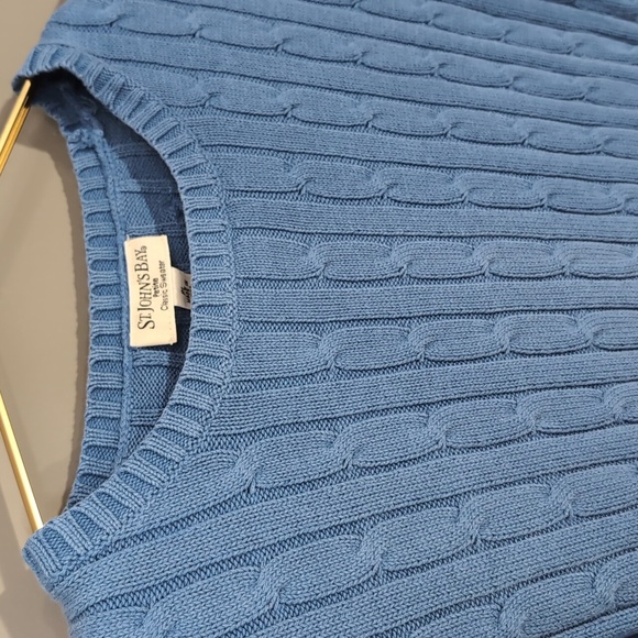 St. John's Bay Blue Cable Knit Cotton Sweater - Picture 2 of 5